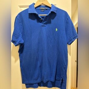 blue Polo Ralph Lauren men's custom slim fit soft cotton polo shirt large
